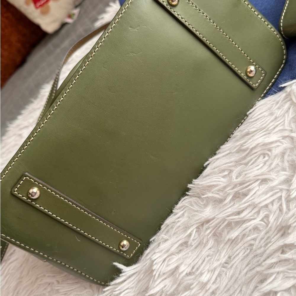 Dooney & Bourke Olive Green Leather Satchel Bag w/ Long Strap & Matching Wallet - Picture 3 of 11